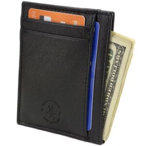 Hammer Anvil Minimalist Front Pocket Wallet RFID Blocking Thin Leather Card Case